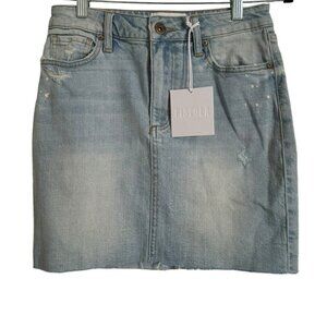 Pistola Women's Denim Jean Skirt Distressed Raw/Frayed Hem Size 27 Light Wash
